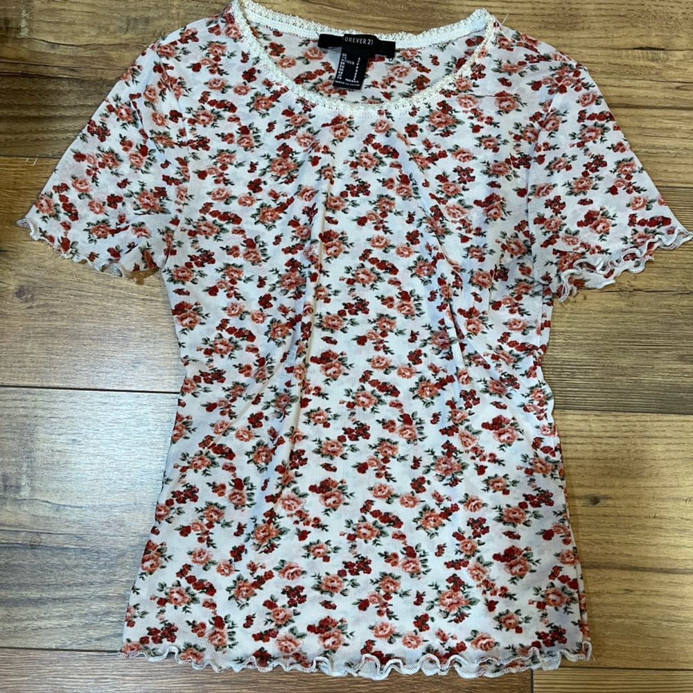 Floral Mesh Top